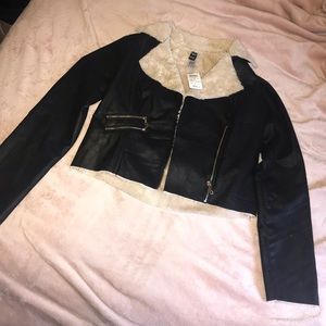 Fuzzy Cropped Moto Jacket